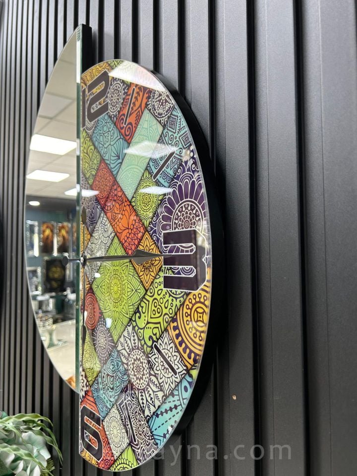 DOLUNAY 1 -GÜMÜŞ AYNA DUVAR SAATİ 60x70cm