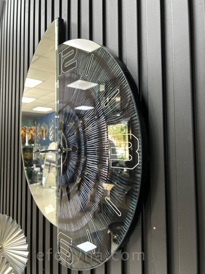 DOLUNAY 2-  GÜMÜŞ AYNA DUVAR SAATİ 60x70cm