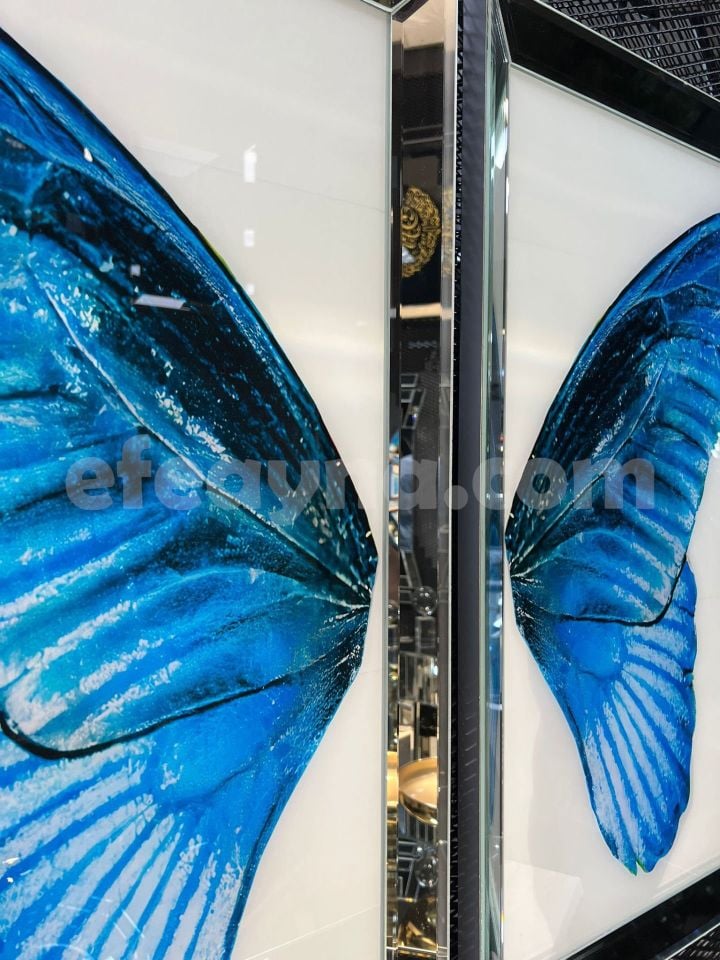 MAVİ KELEBEK- 2'Lİ GÜMÜŞ AYNA TABLO SETİ