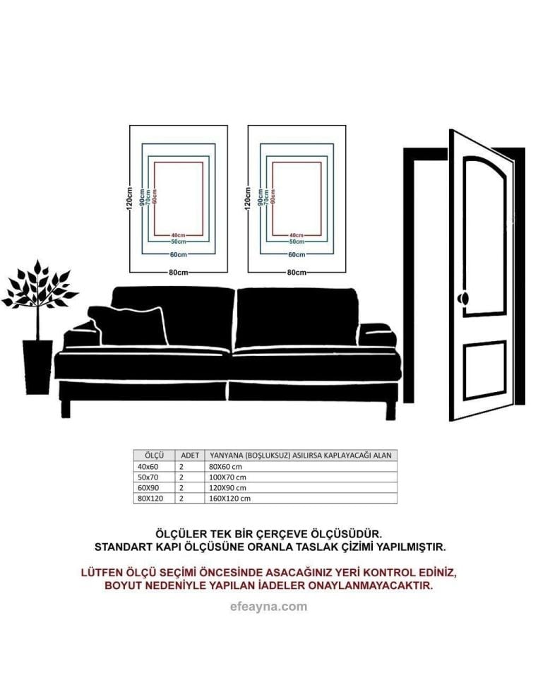 MAVİ KELEBEK- 2'Lİ GÜMÜŞ AYNA TABLO SETİ 50X70