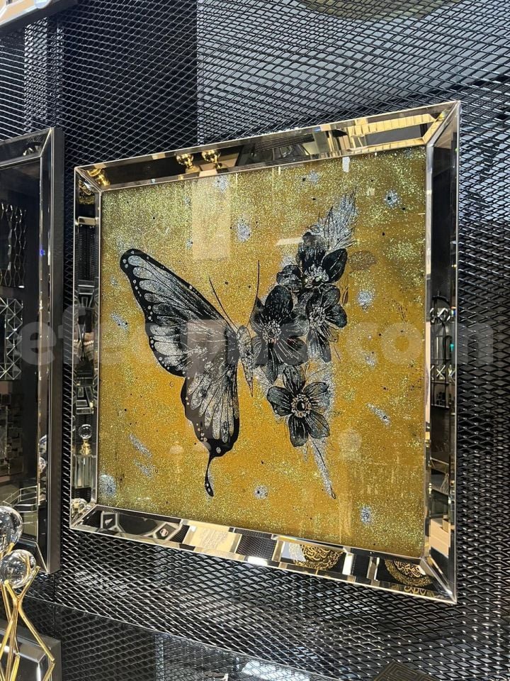 KELEBEK GOLD- BRONZ AYNA TABLO 70x70CM