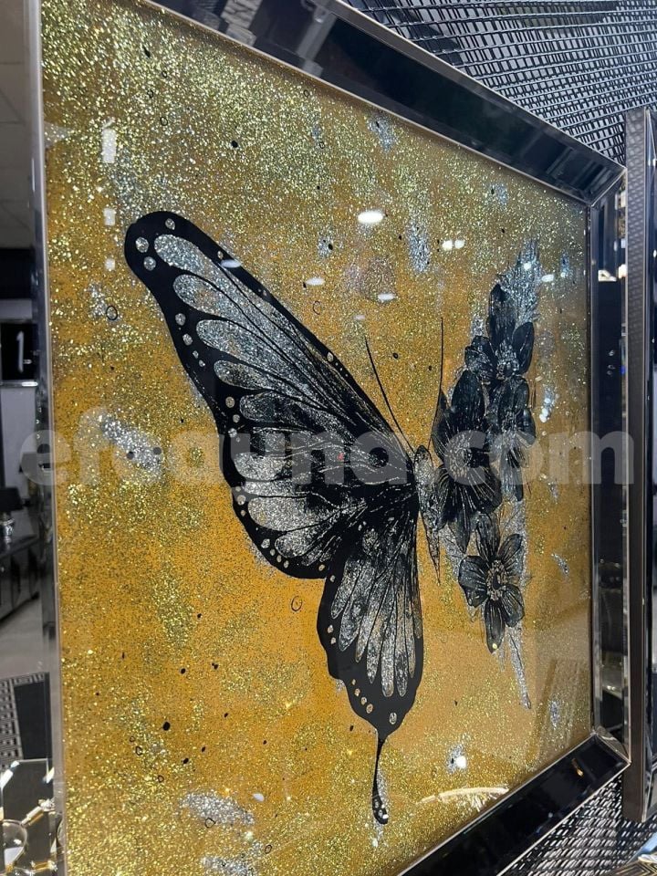 KELEBEK GOLD- BRONZ AYNA TABLO 70x70CM