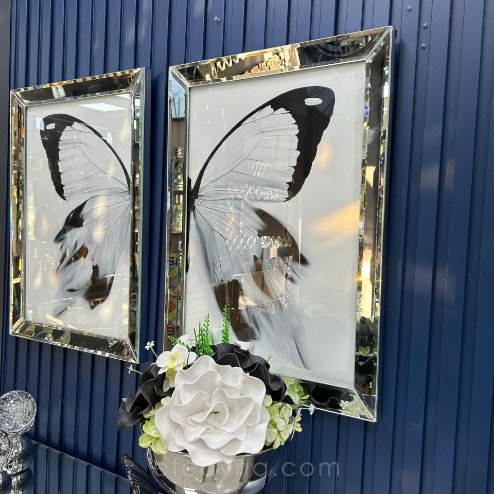 BUTTERFLY- 2'Lİ GÜMÜŞ AYNA TABLO SETİ 50X70