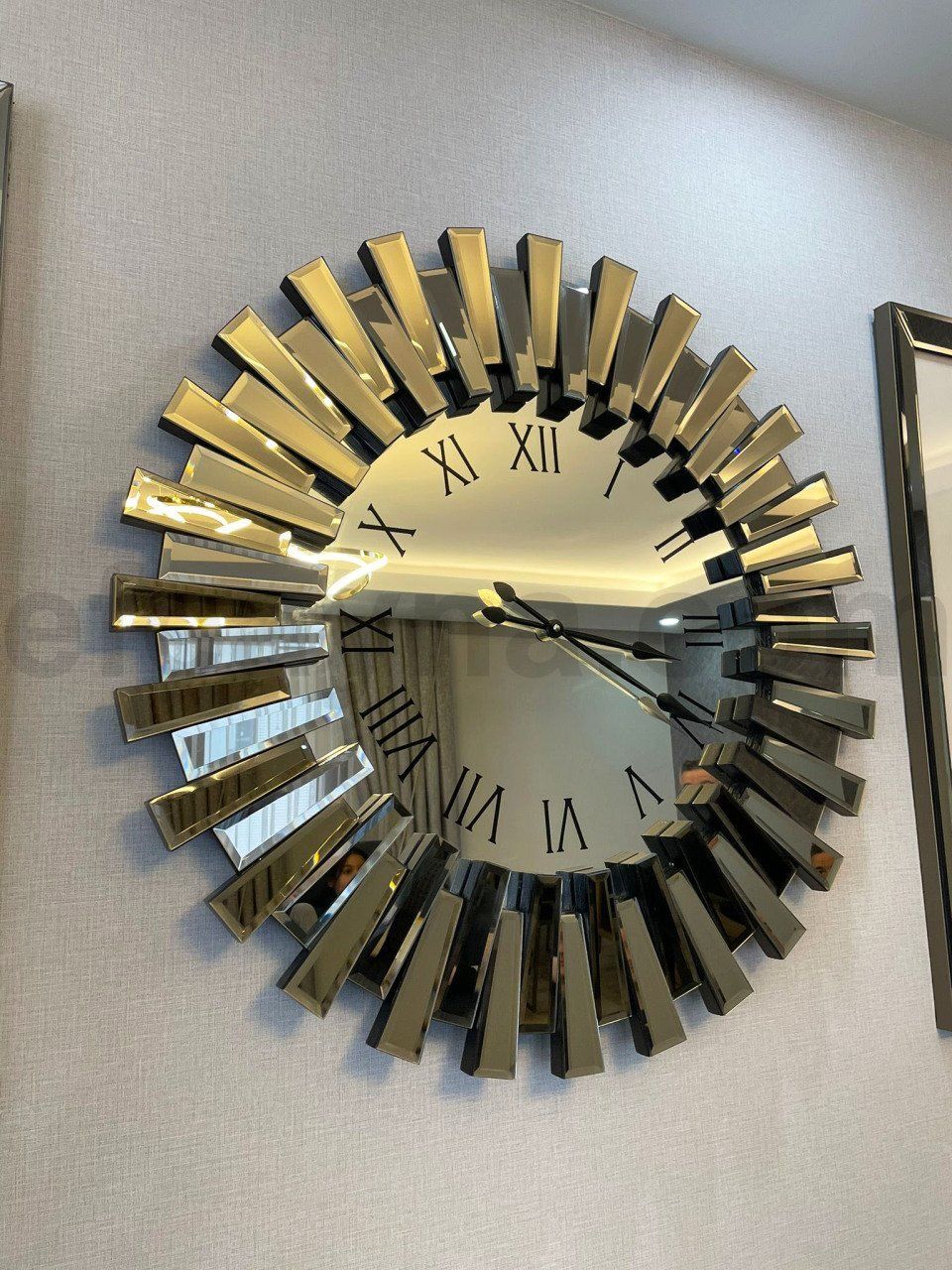 PİYANO-BRONZ AYNA DUVAR SAATİ 65cm