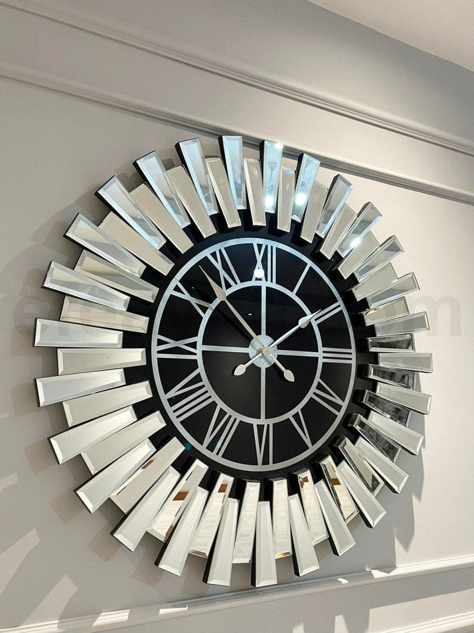 PİYANO X-GÜMÜŞ AYNA DUVAR SAATİ 65cm
