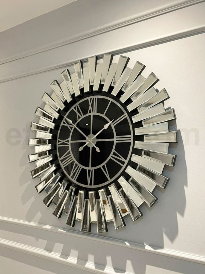 PİYANO X-GÜMÜŞ AYNA DUVAR SAATİ 83cm