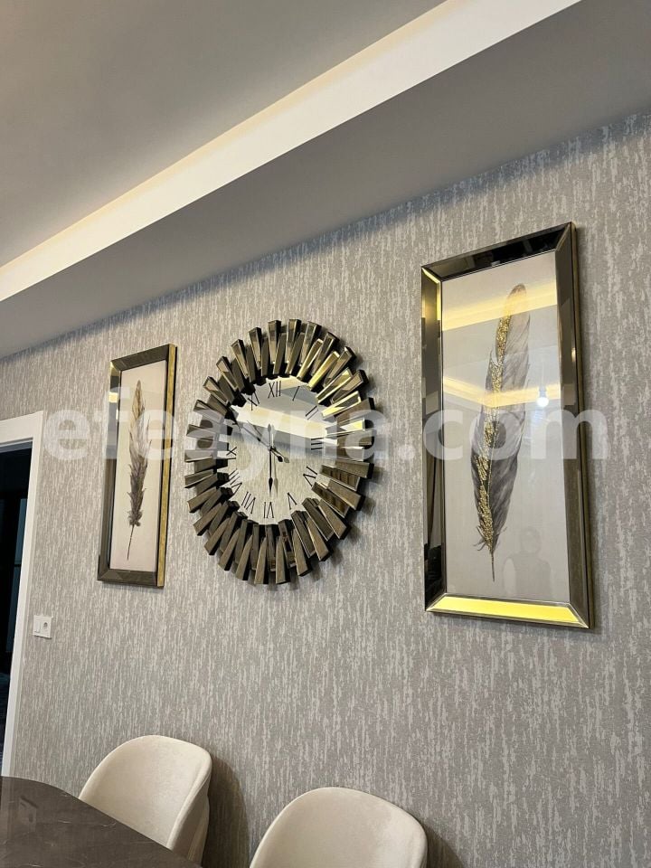 PİYANO- 3'LÜ BRONZ SAAT & TABLO SETİ BÜYÜK(Duvar saati:83cm,Tabloların herbiri 40x90cm)