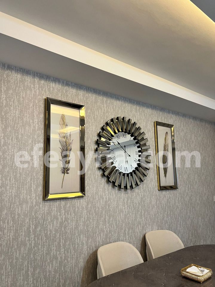 PİYANO- 3'LÜ BRONZ SAAT & TABLO SETİ KÜÇÜK(Duvar saati:65cm,Tabloların herbiri 30x70cm)