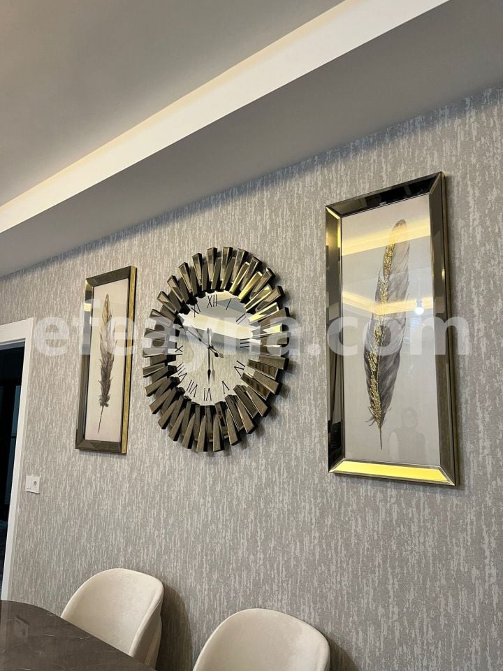 PİYANO- 3'LÜ BRONZ SAAT & TABLO SETİ KÜÇÜK(Duvar saati:65cm,Tabloların herbiri 30x70cm)