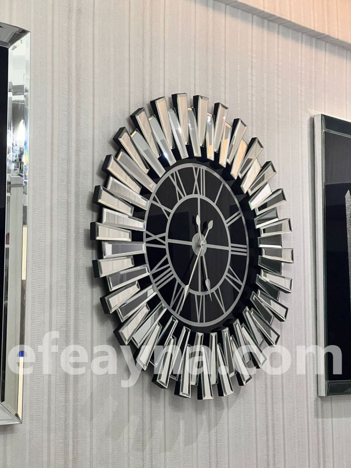 PİYANO-X ELİFVAV - 3'LÜ GÜMÜŞ SAAT &TABLO SETİ KÜÇÜK(Duvar saati:65cm,Tabloların herbiri 30x70cm)