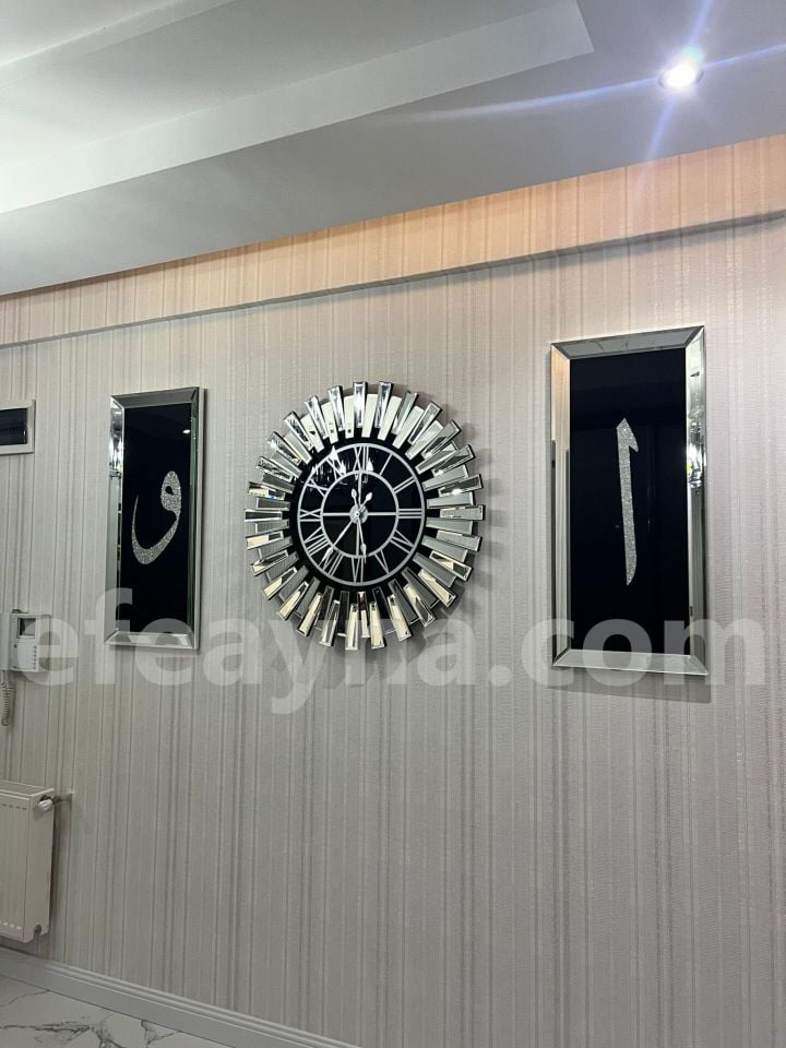 PİYANO-X ELİFVAV - 3'LÜ GÜMÜŞ SAAT &TABLO SETİ KÜÇÜK(Duvar saati:65cm,Tabloların herbiri 30x70cm)