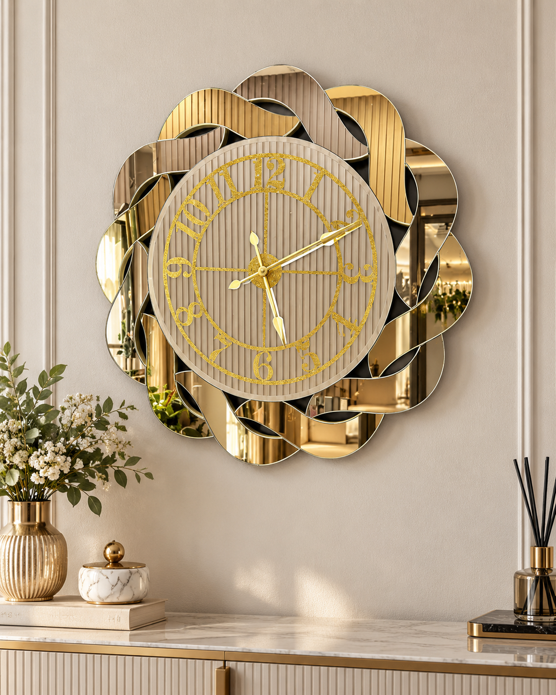 BURGU-GOLD & BRONZ DUVAR SAATİ 70CM