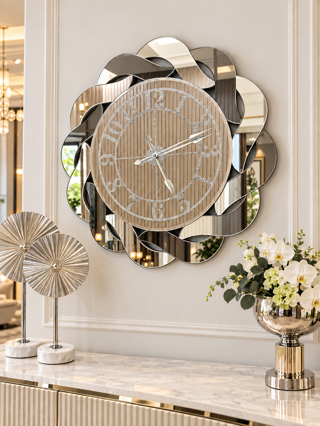 BURGU-FÜME & GÜMÜŞ DUVAR SAATİ 70CM