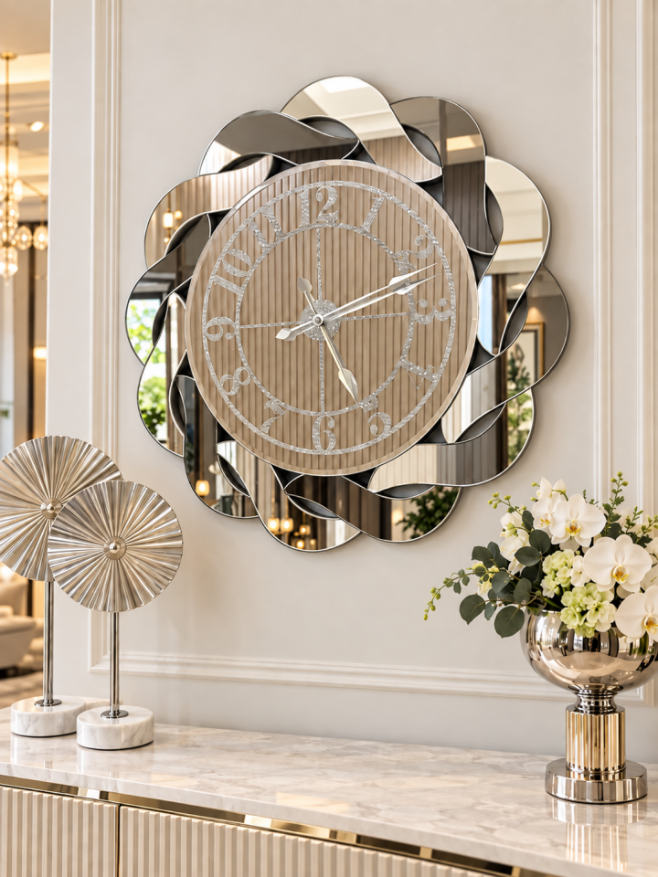 BURGU-FÜME & GÜMÜŞ DUVAR SAATİ 70CM