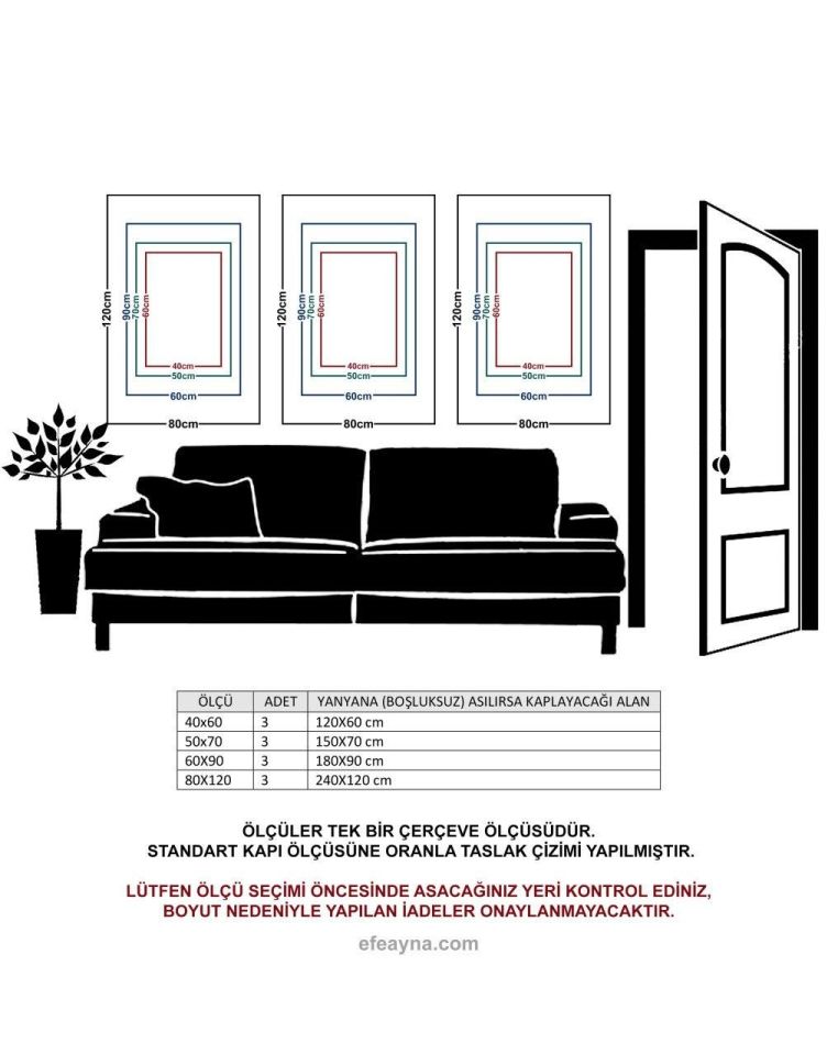 VINTAGE ÇİÇEKLER- 3'LÜ BRONZ AYNA TABLO SETİ 50X70