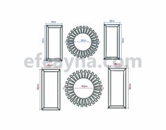 PİYANO X-3LÜ BRONZ AYNA DUVAR SAATİ VE TABLO SETİ