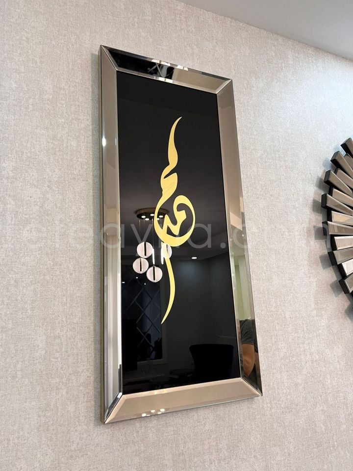 PİYANO X-3LÜ BRONZ AYNA DUVAR SAATİ VE TABLO SETİ BÜYÜK(Duvar saati:83cm,Tabloların herbiri 40x90cm)