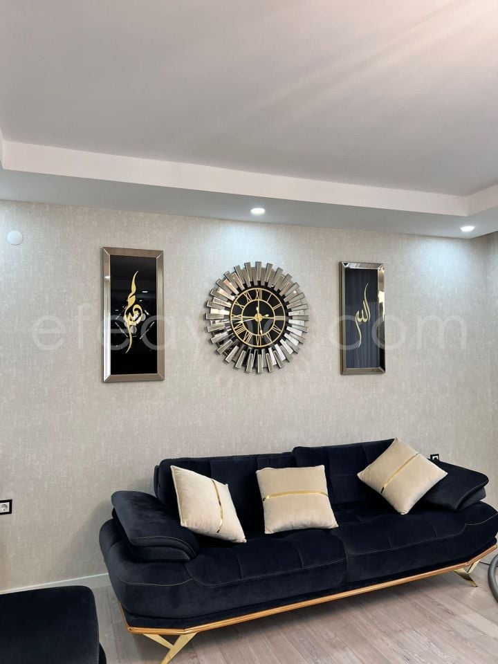 PİYANO X-3LÜ BRONZ AYNA DUVAR SAATİ VE TABLO SETİ KÜÇÜK(Duvar saati:65cm,Tabloların herbiri 30x70cm)