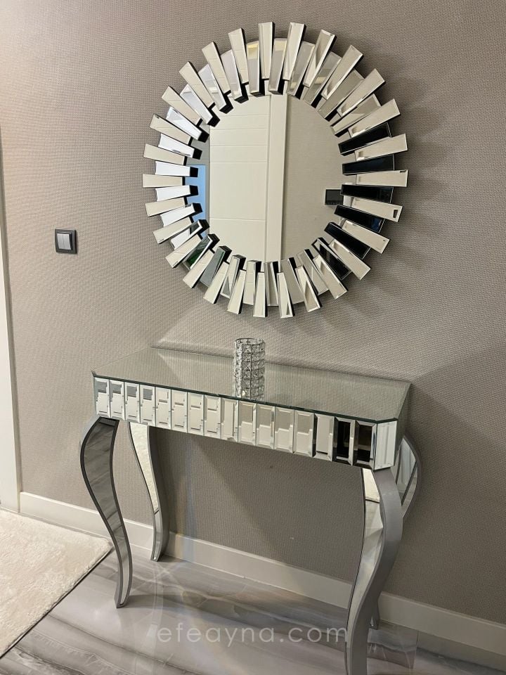 SİNDİRELLA-GÜMÜŞ DRESUAR & PİYANO AYNA TAKIMI (*4 AYAKLI*)