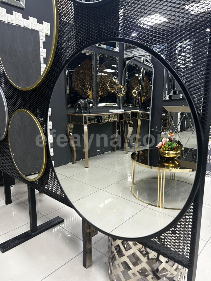 YUVARLAK AYNA-SİYAH ÇERÇEVELİ