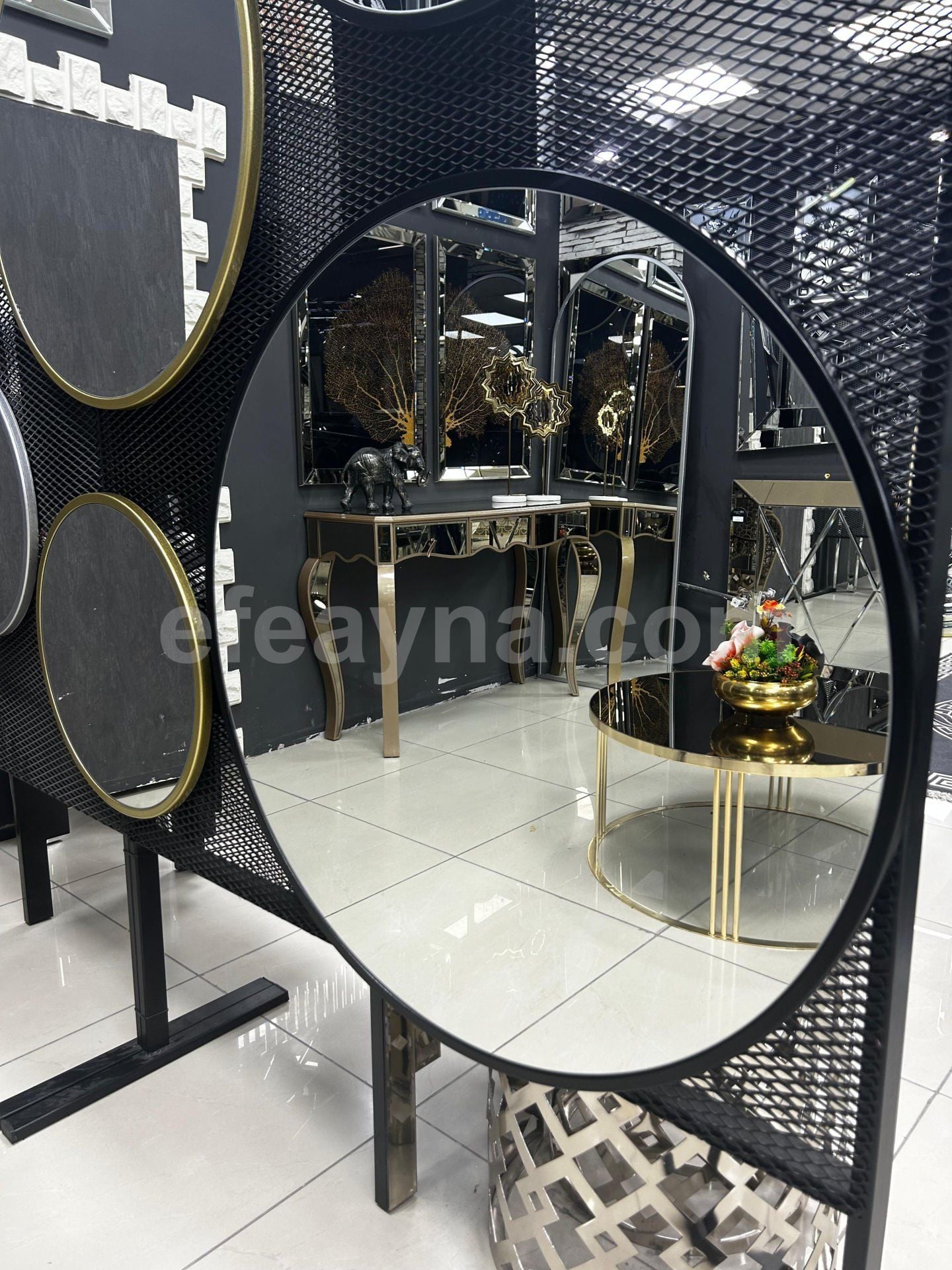 YUVARLAK AYNA-SİYAH ÇERÇEVELİ 50CM