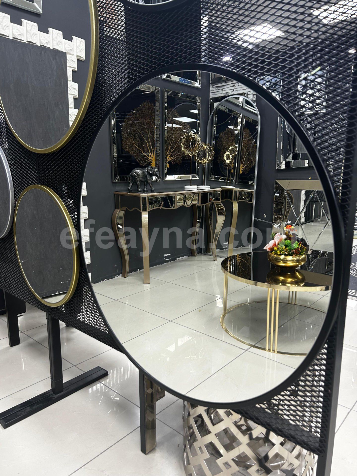 YUVARLAK AYNA-SİYAH ÇERÇEVELİ 90CM