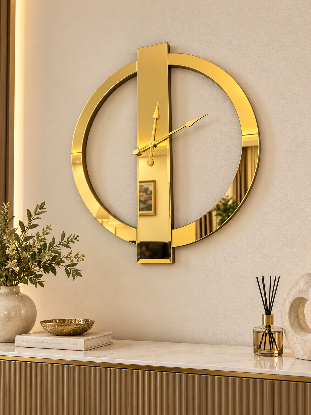 YÜZÜK-GOLD AYNA DUVAR SAATİ 70x80CM
