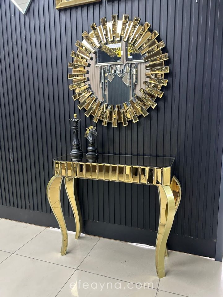 SİNDİRELLA-GOLD DRESUAR & PİYANO AYNA TAKIMI (*4 AYAKLI*)