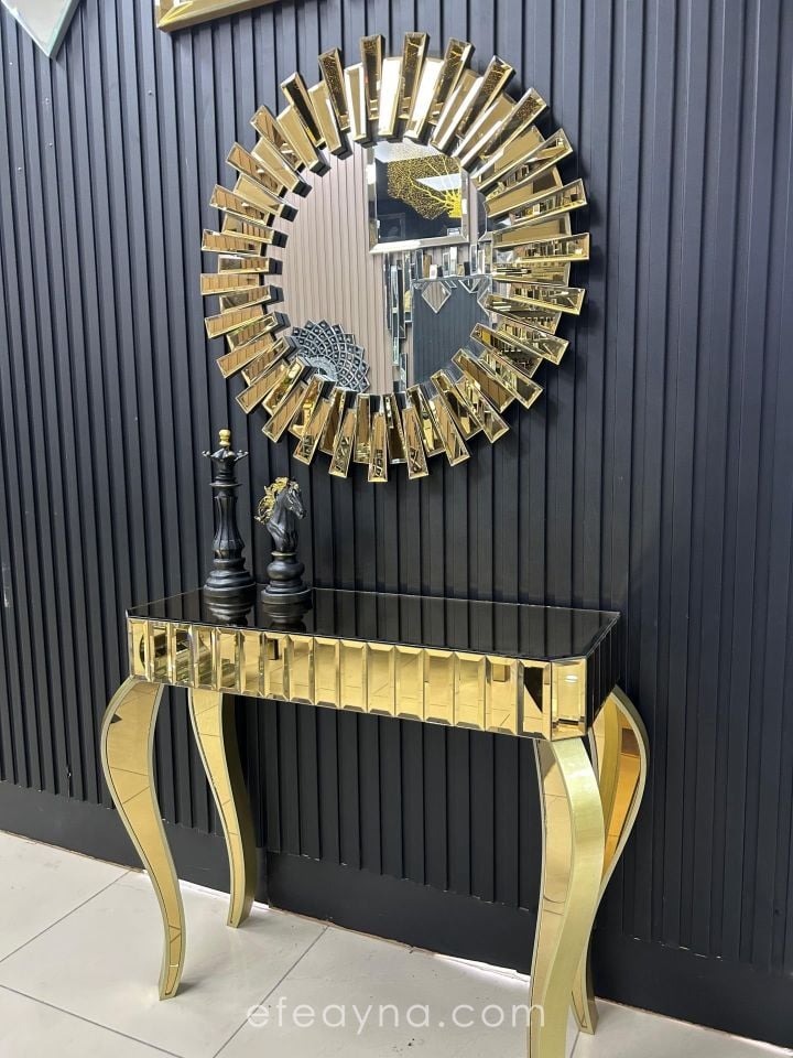 SİNDİRELLA-GOLD DRESUAR & PİYANO AYNA TAKIMI (*4 AYAKLI*)