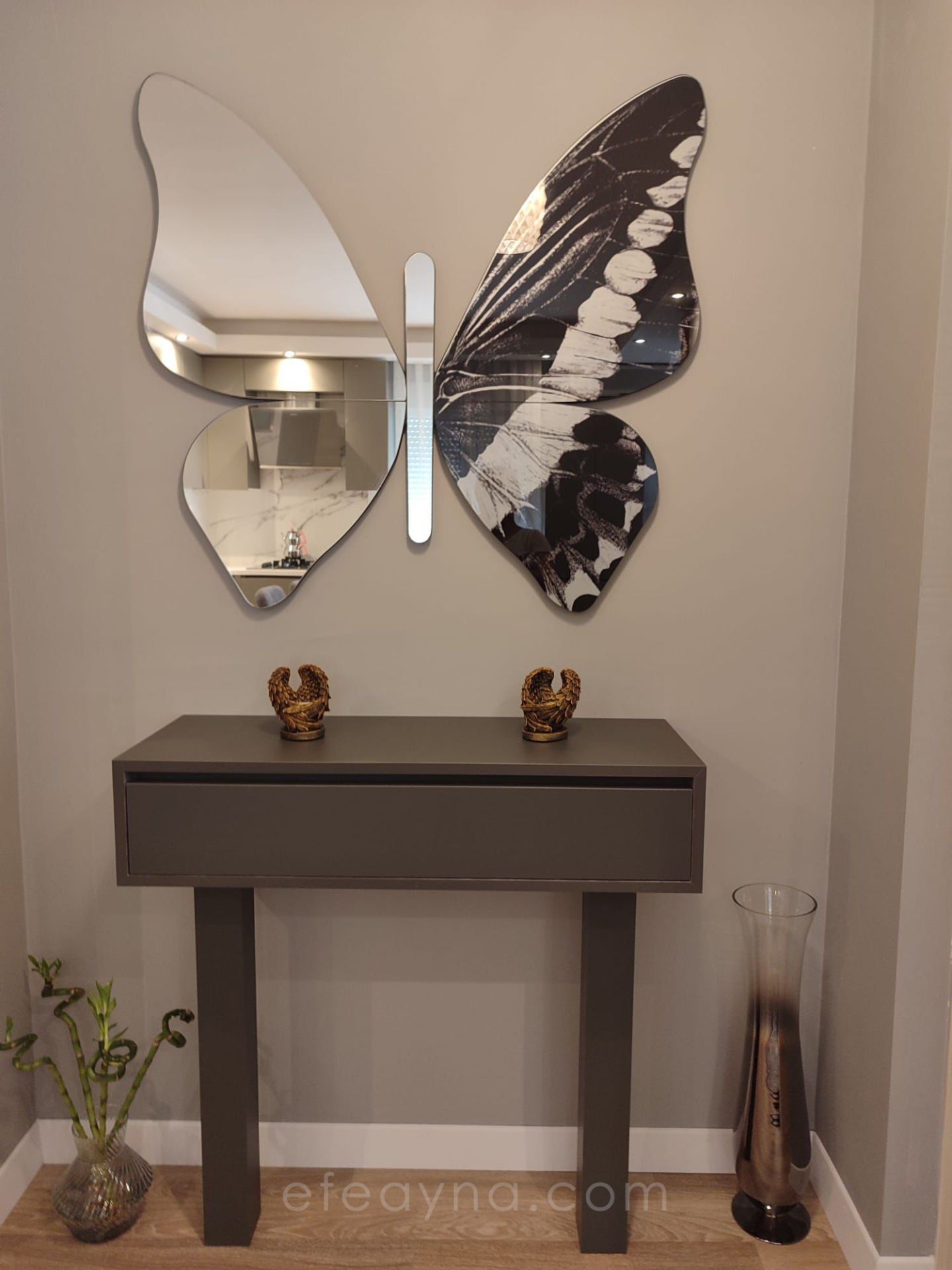 KELEBEK-GÜMÜŞ DEKORATİF AYNA