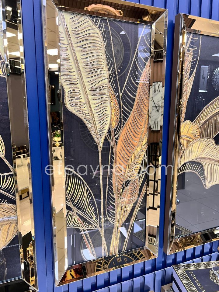 STARLİÇE - 3'LÜ GOLD AYNA TABLO SETİ 30x70 cm (30x70cm  x 3adet tablo )