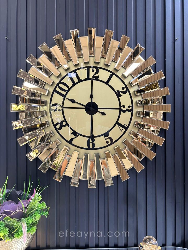 PİYANO XX -GOLD AYNA DUVAR SAATİ 65cm