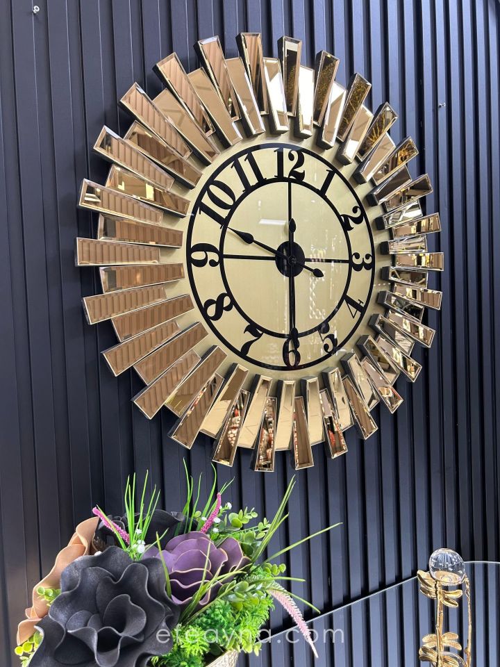 PİYANO XX -GOLD AYNA DUVAR SAATİ 65cm