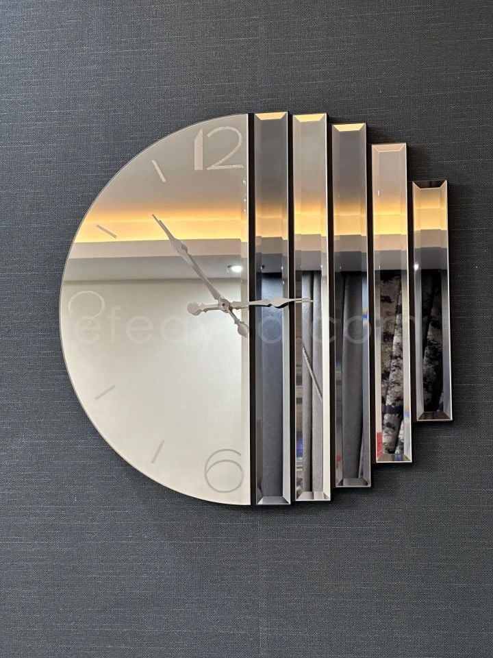 RİTMİK-GÜMÜŞ AYNA DUVAR SAATİ 50cm
