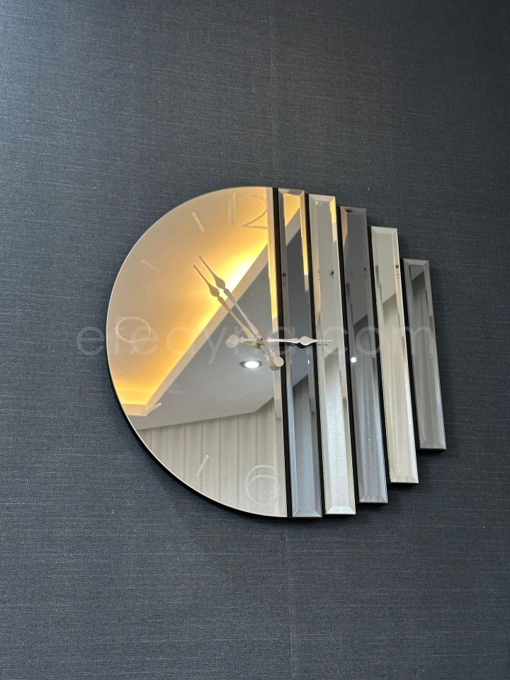 RİTMİK-GÜMÜŞ AYNA DUVAR SAATİ 50cm