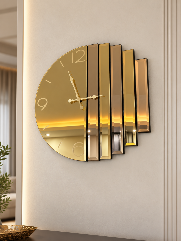RİTMİK-GOLD AYNA DUVAR SAATİ 50cm