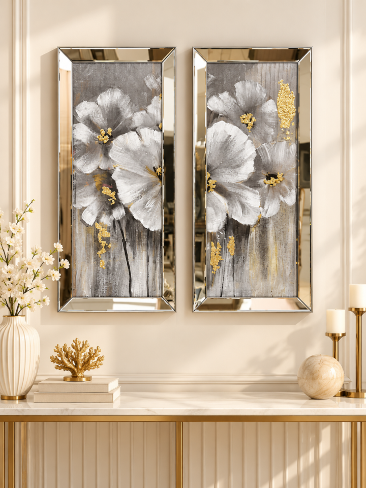 PAPATYA-BRONZ AYNA TABLO SETİ