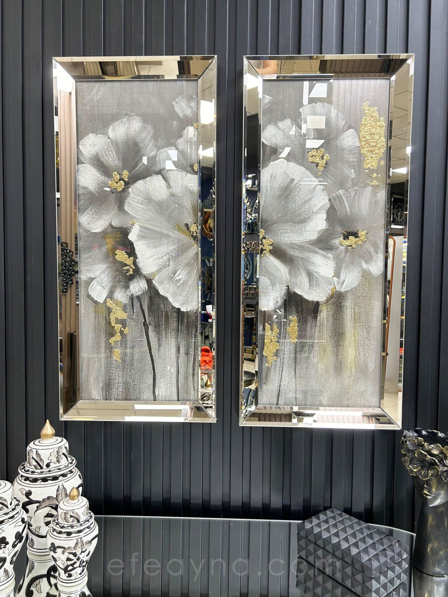 PAPATYA-BRONZ AYNA TABLO SETİ