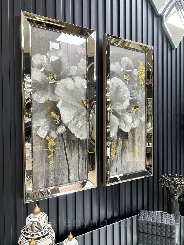 PAPATYA-BRONZ AYNA TABLO SETİ