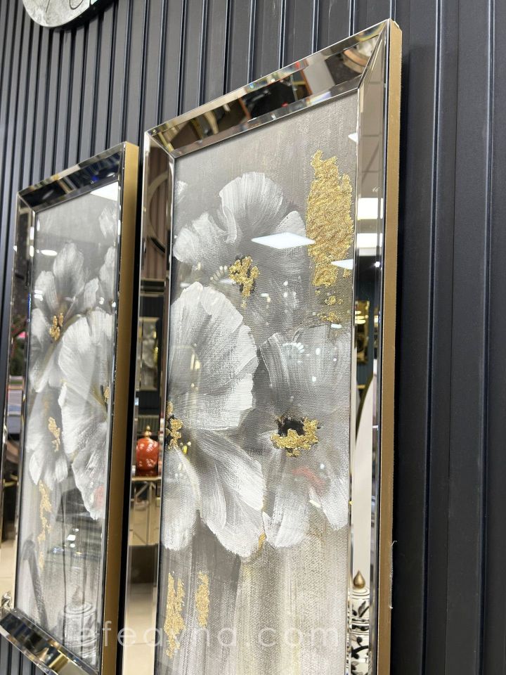 PAPATYA-BRONZ AYNA TABLO SETİ 30x70cm (30x70 x 2 adet tablo)