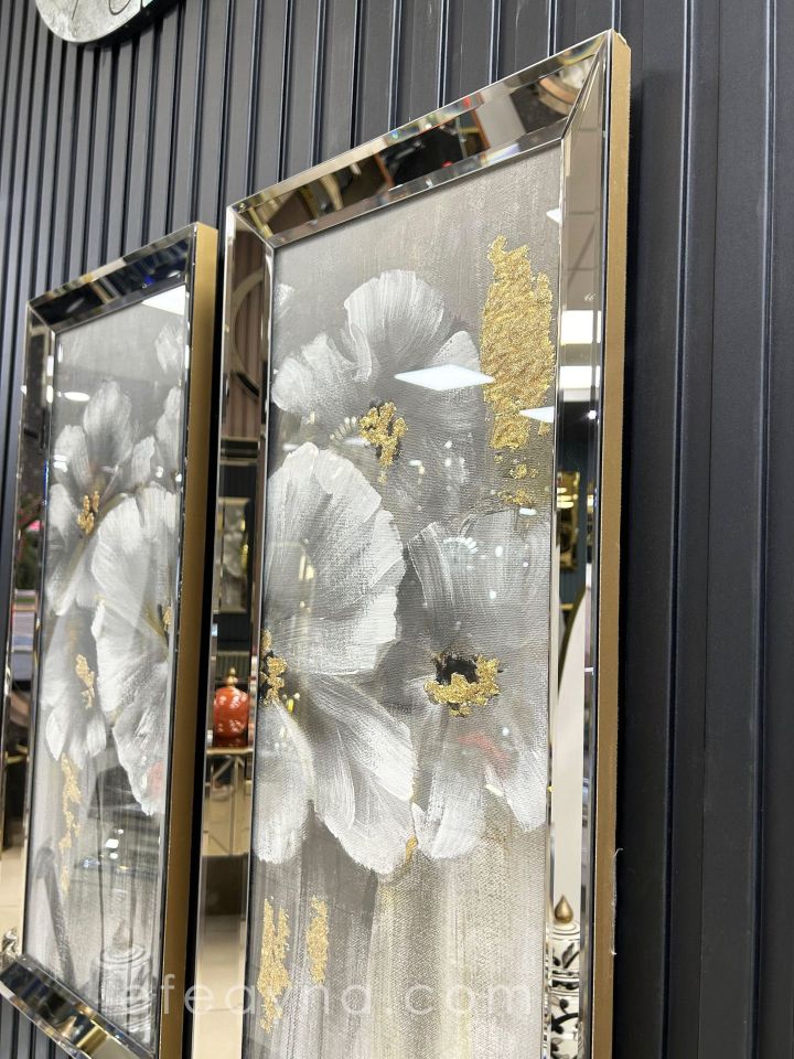 PAPATYA-BRONZ AYNA TABLO SETİ 40x90cm (40x90 x 2 adet tablo)
