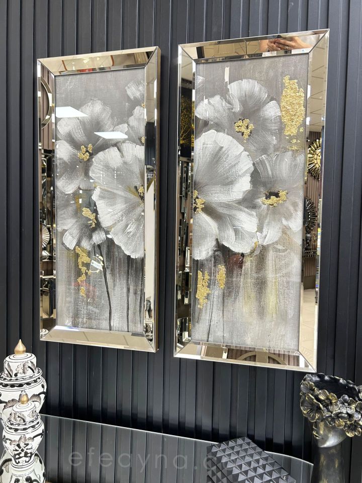 PAPATYA-BRONZ AYNA TABLO SETİ 40x90cm (40x90 x 2 adet tablo)
