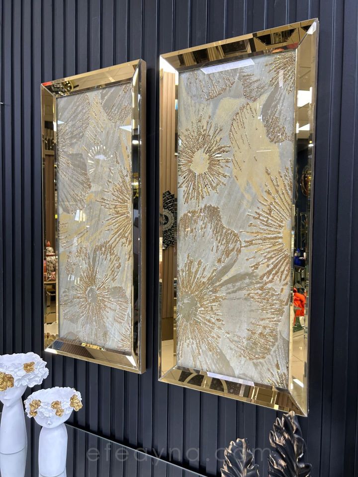 YONCA-GOLD AYNA TABLO SETİ 30x70cm (30x70 x 2 adet tablo)