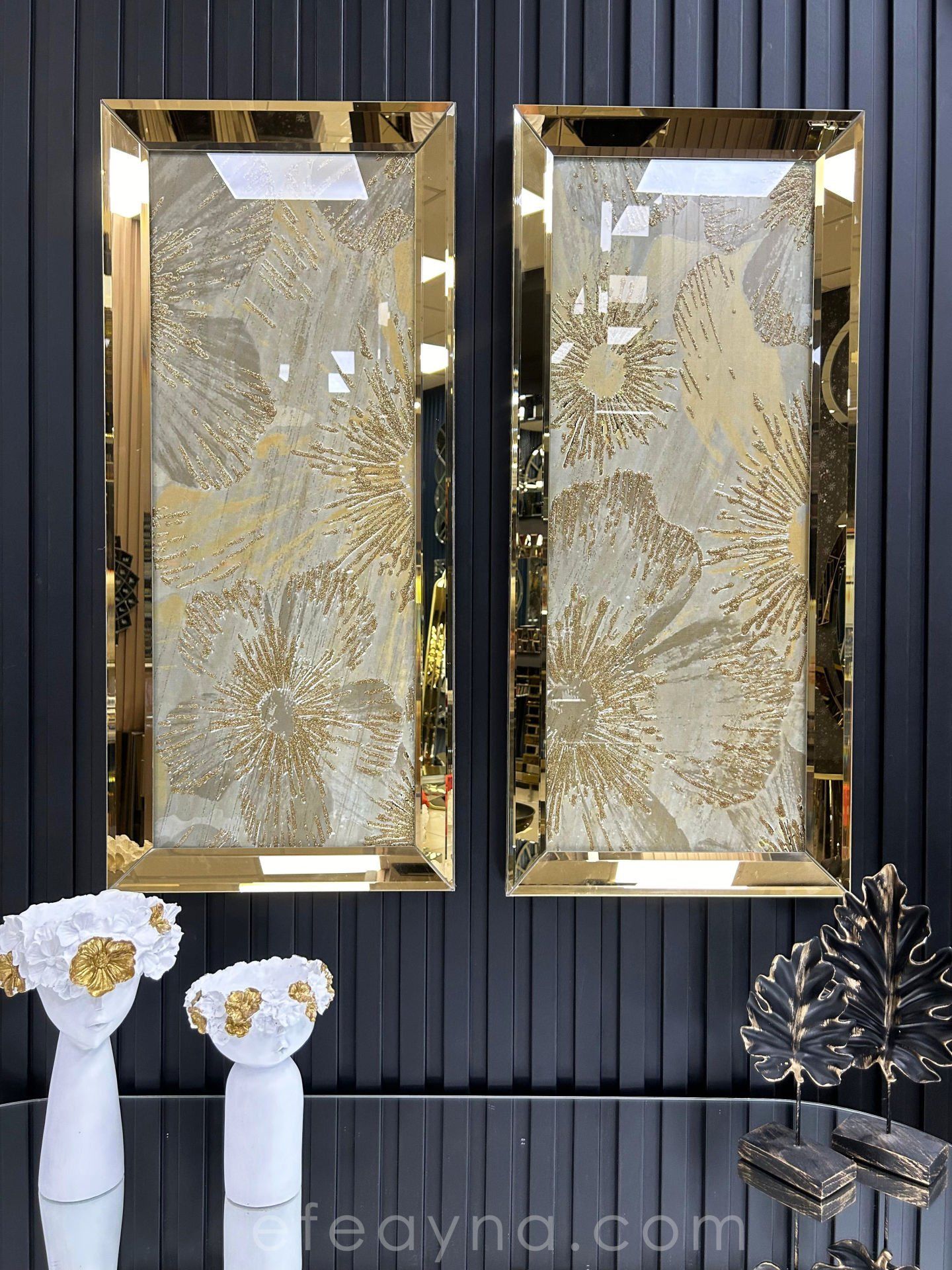 YONCA-GOLD AYNA TABLO SETİ 30x70cm (30x70 x 2 adet tablo)