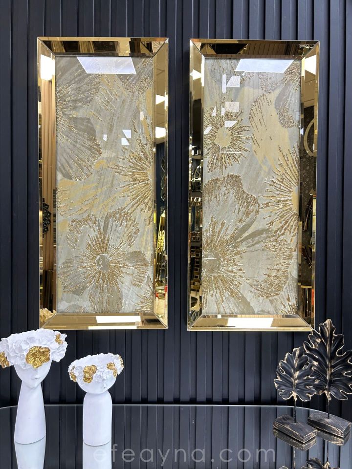 YONCA-GOLD AYNA TABLO SETİ 30x70cm (30x70 x 2 adet tablo)