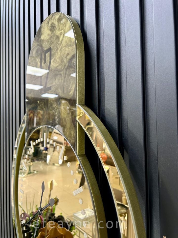 KUPA -GOLD AYNA  DUVAR SAATİ 55x100cm