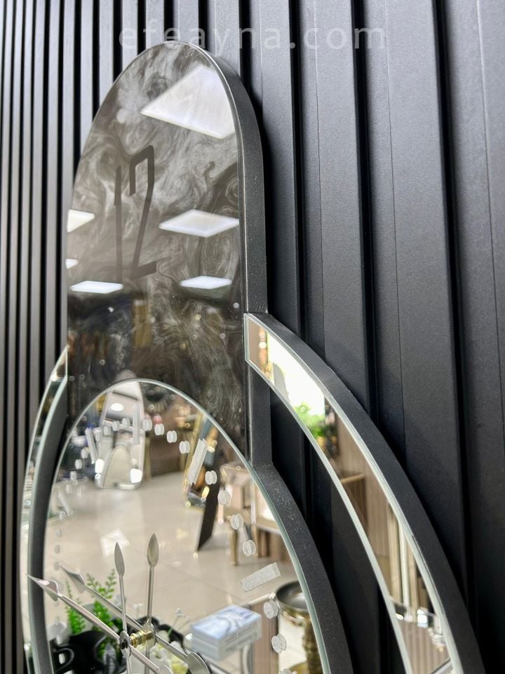 KUPA -GÜMÜŞ AYNA  DUVAR SAATİ 55x100cm