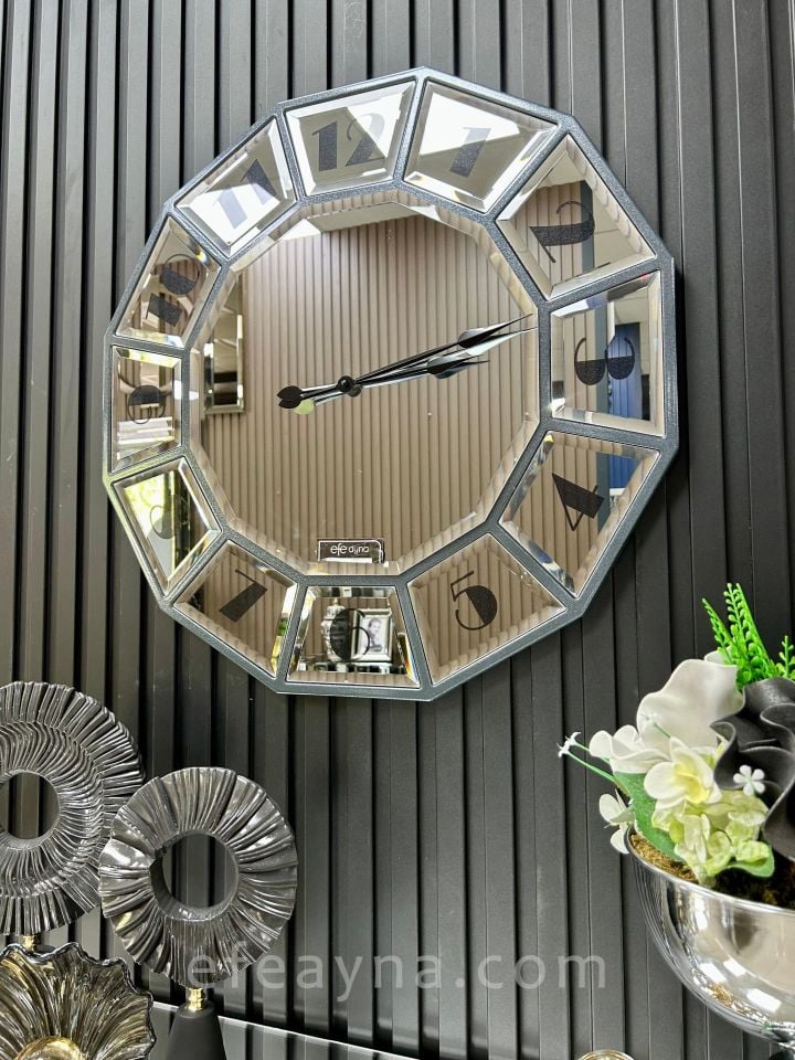 ONİKİGEN-FÜME AYNA DUVAR SAATİ 70CM