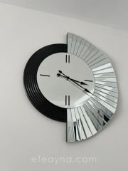 YELPAZE-SİYAH & GÜMÜŞ AYNA DUVAR SAATİ 70x80cm