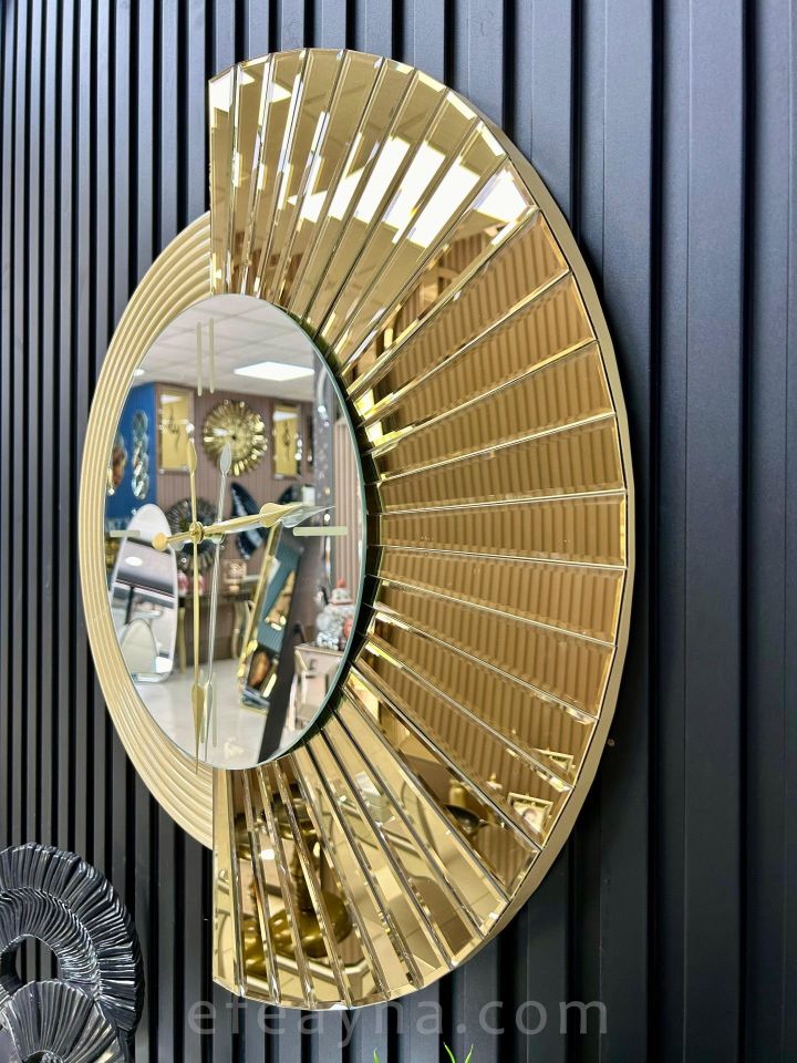 YELPAZE-GOLD AYNA DUVAR SAATİ 70x80cm